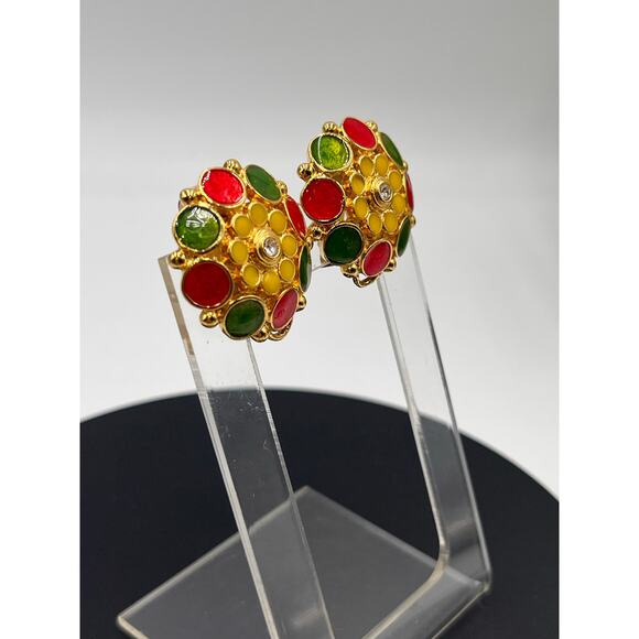 Jose Barrera For Avon Vintage 1994 
Hibiscus Pendant and Clip On Earrings Set - Picture 2 of 9